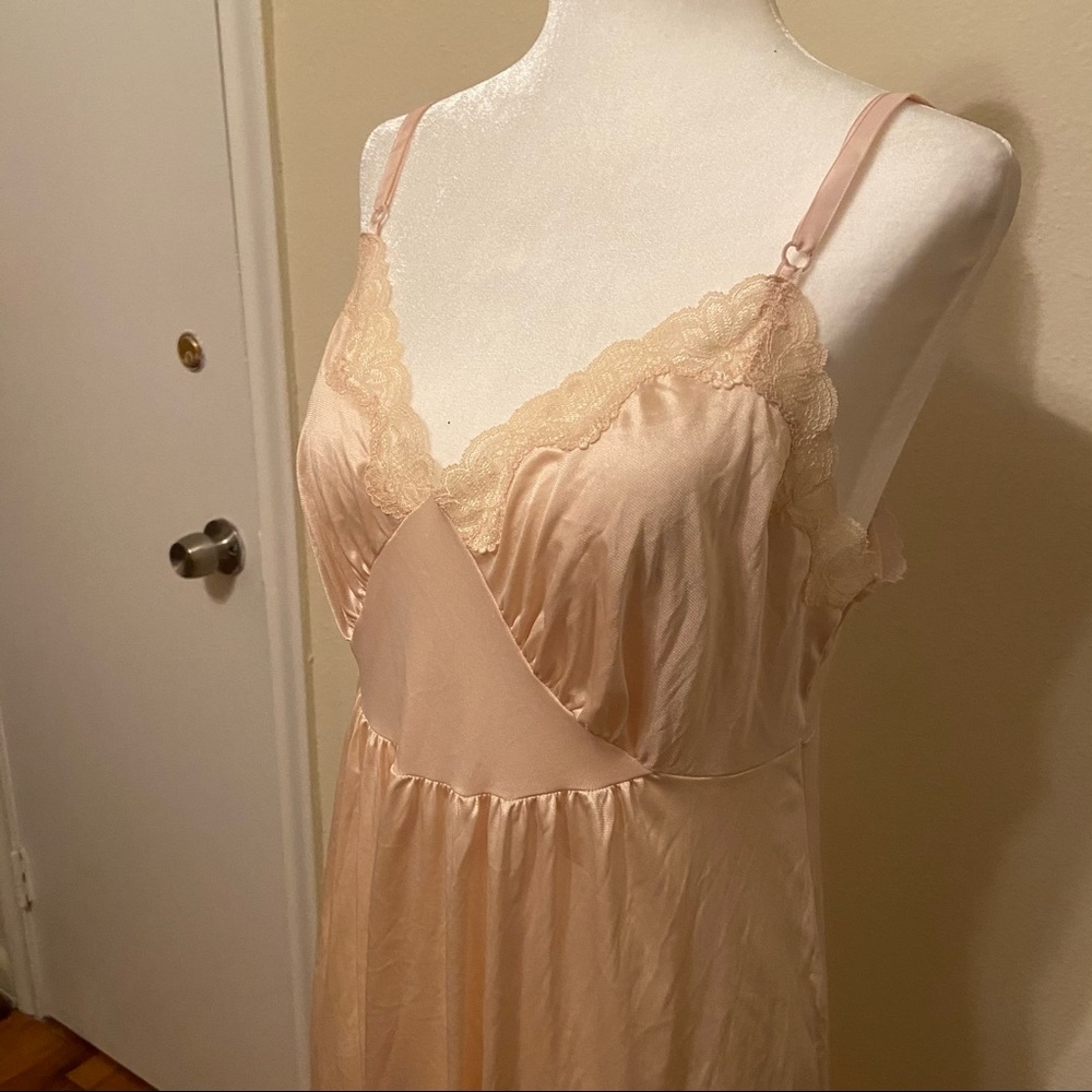 Vintage cream tawny lacy slip silk dress